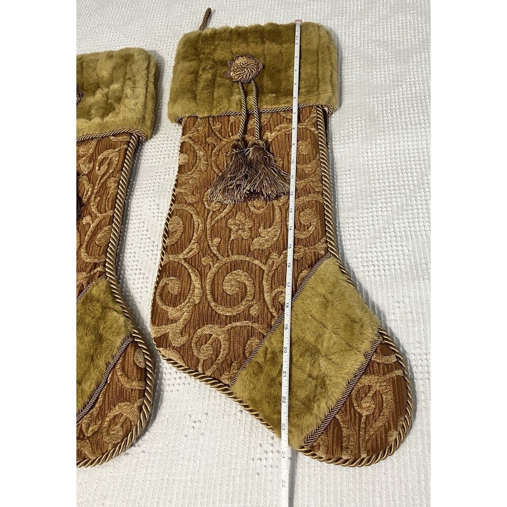 VILLA BACCI 23 3/4" Luxury Large Fabric CHRISTMAS STOCKING Lot Of 4 Tassels - Picture 16 of 16